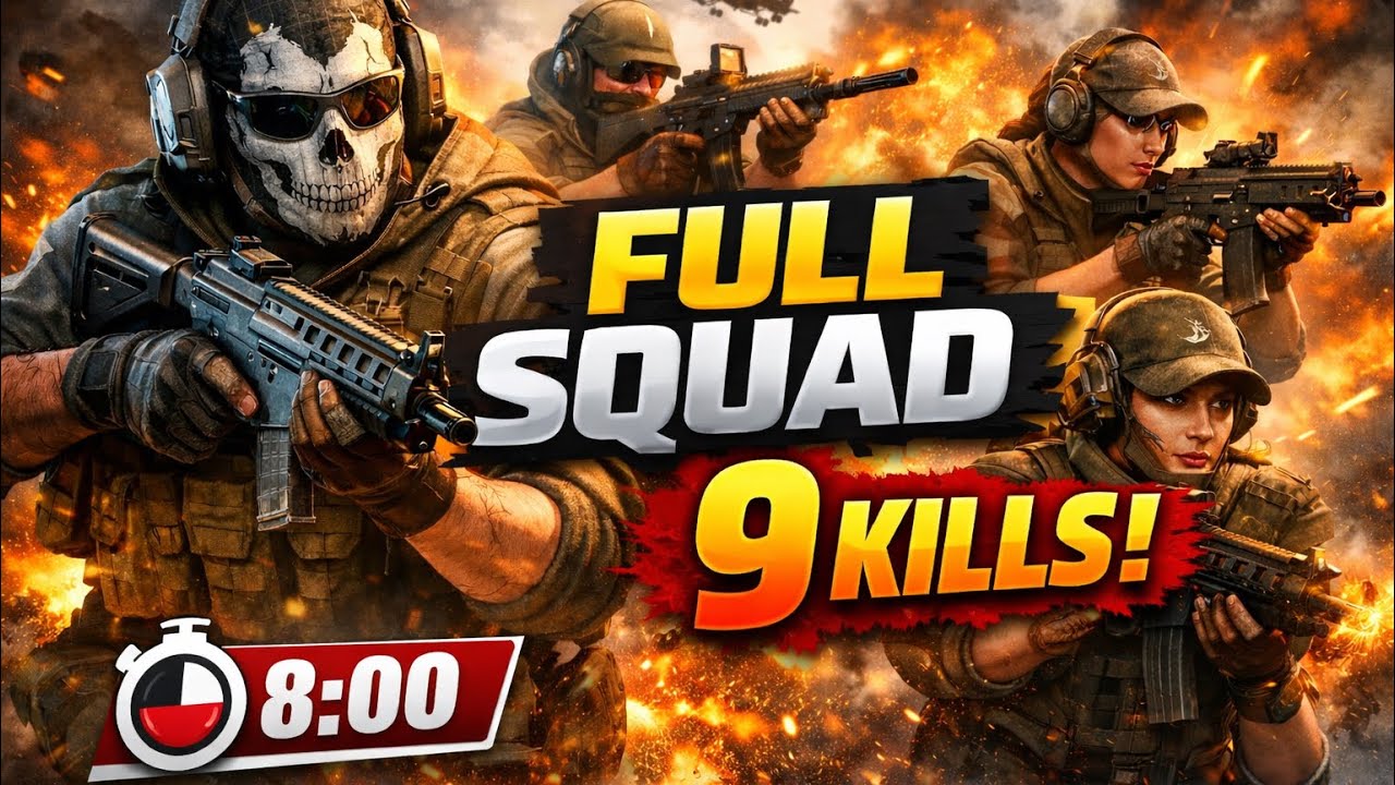 FULL SQUAD HIGHLIGHTS | 9 KILLS (8 MINUTES)