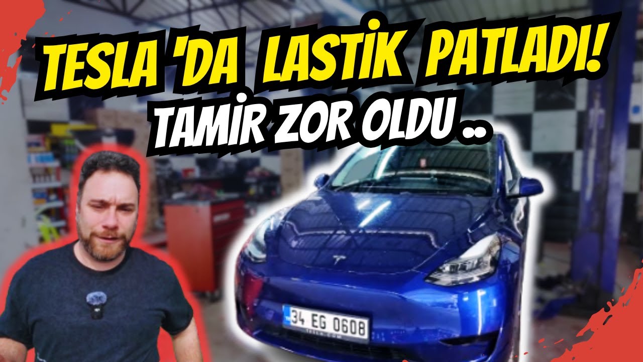 Tesla Model Y’de Lastik Patladı! | Tamir Süreci Beklediğimden Zor Oldu 🚗🔧