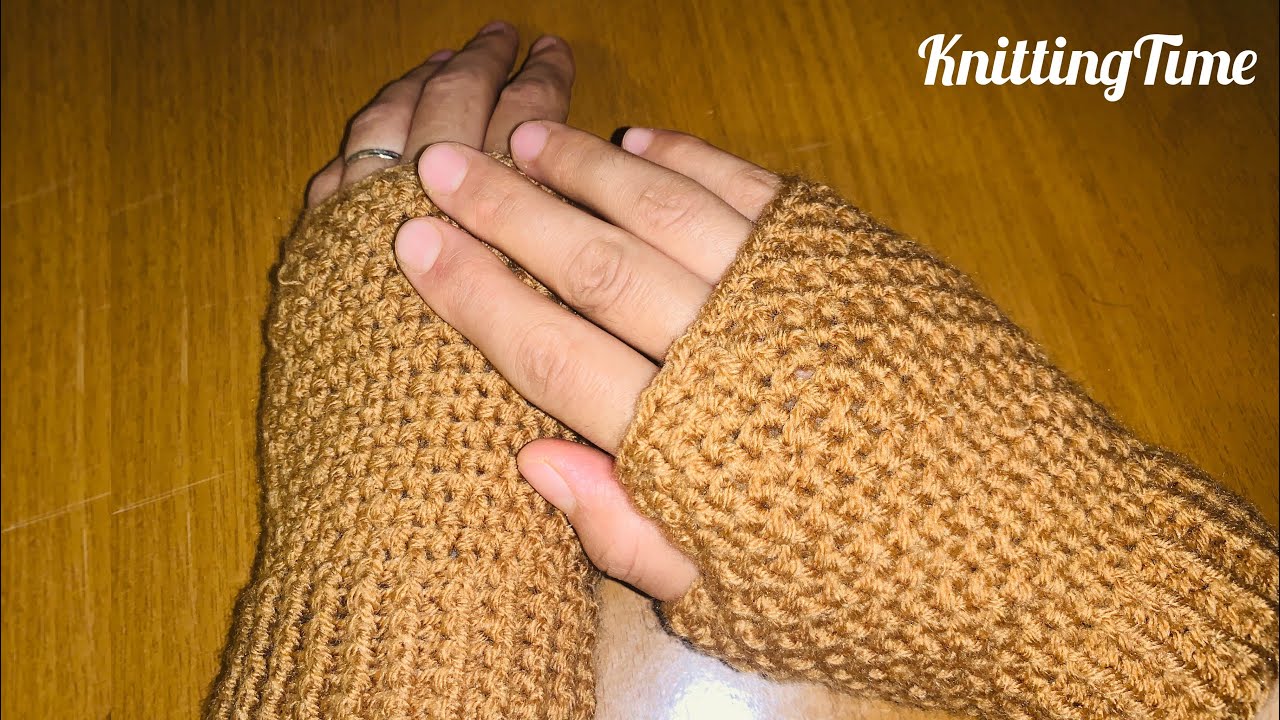 How to crochet winter gloves in few minutes چطور یک دستکش زمستانی بدون انگشت ببافیم