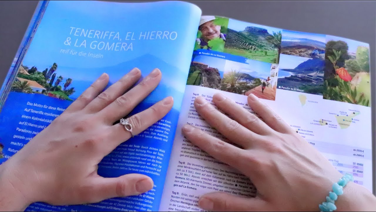ASMR REISEKATALOG 🌞🌊🐚⛵(PAGE TURNING, TRACING, PAPER SOUNDS) | ASMR DEUTSCH/ GERMAN