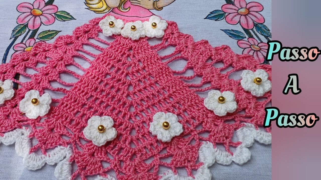 Saia de croche para pano de prato Passo a passo #crochet #croche