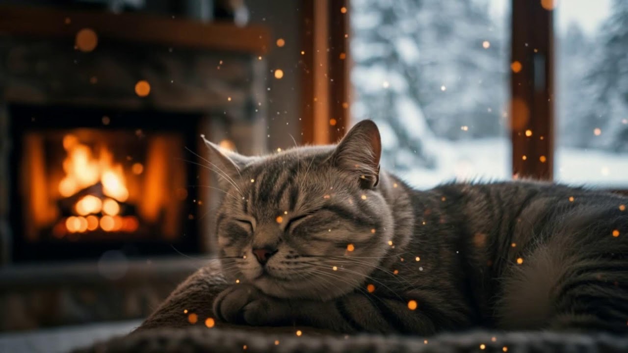 Cat Relaxation Music 432Hz 🐾 Soft Fireplace Crackling For Deep Sleep, Calm Relief, And Healing