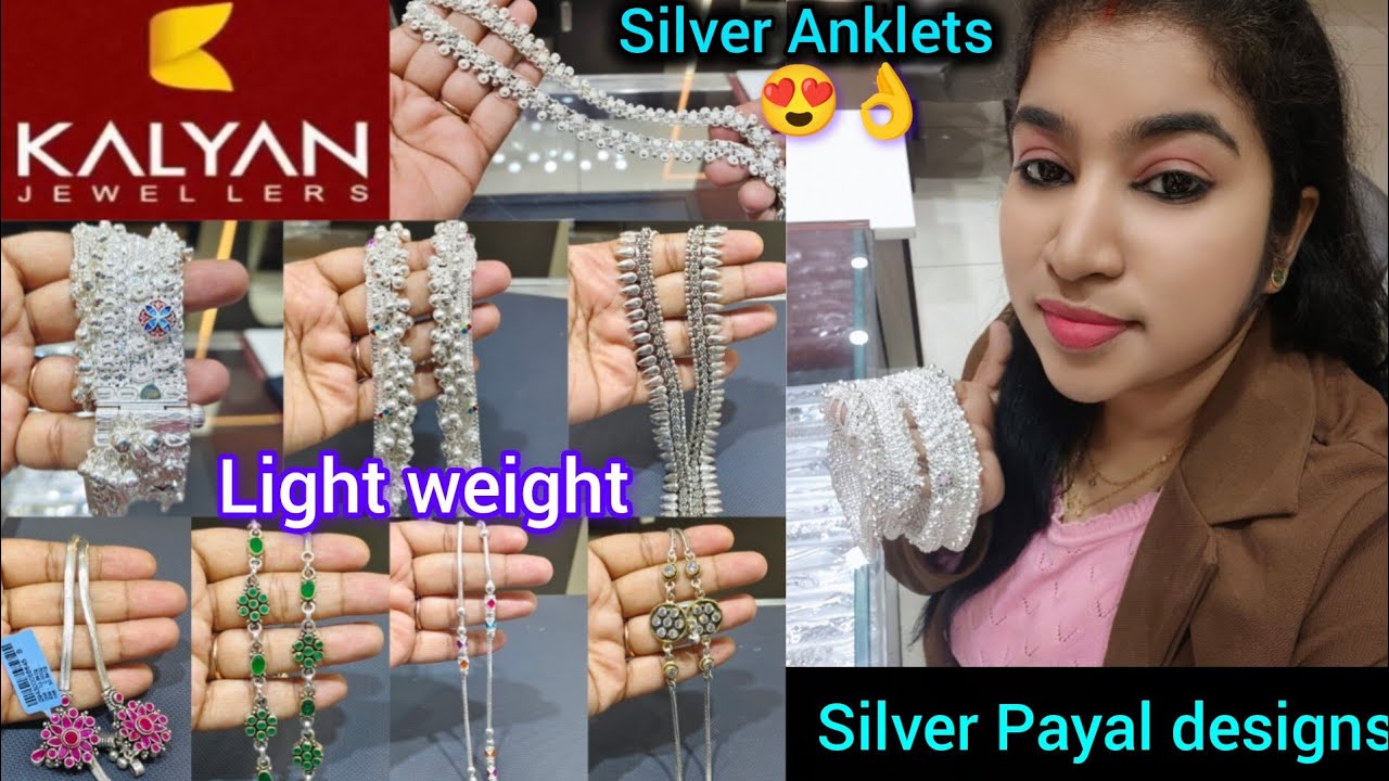 Kalyan Jewellers Silver Payal Designs with price l Silver Anklet designs | Silver jewellery designs 