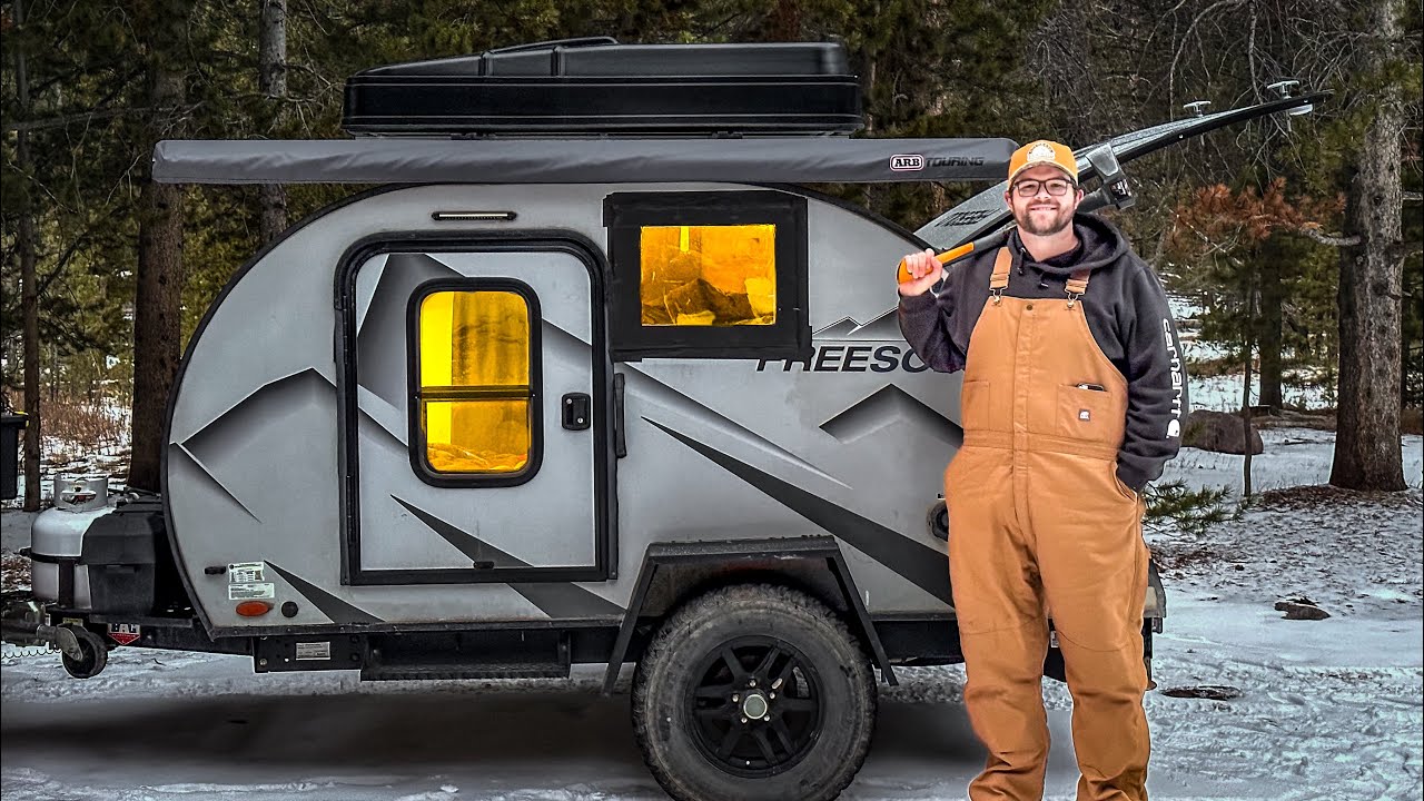 Winter Camping in the Utah Mountains (18°F) | Warm & Cozy Teardrop Camper 
