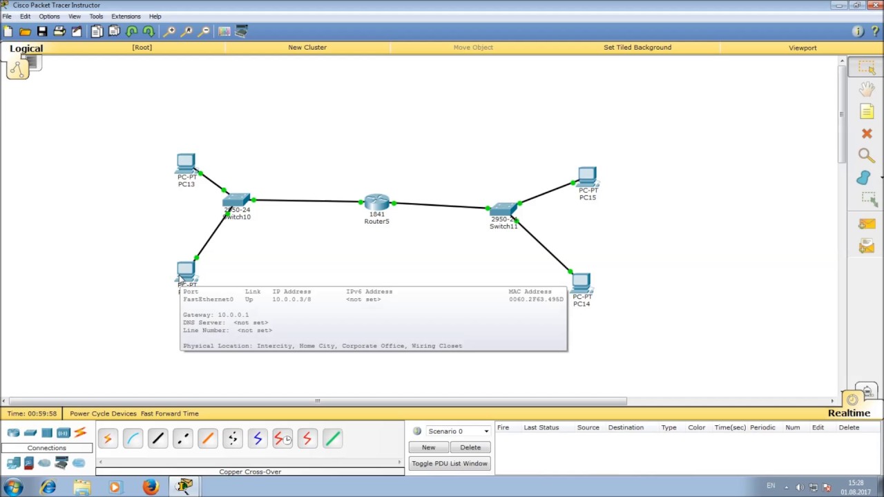 Знакомство с Cisco Packet Tracer. Настройка маршрутизатора
