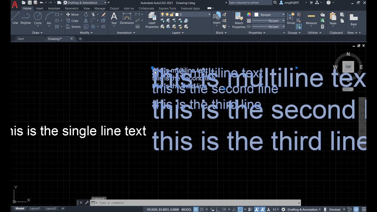 AutoCAD 2021 tutorial: how to use single line text tool and multiline text tool?