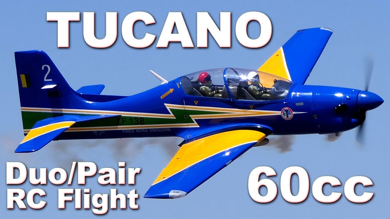 2x TUCANO 60cc 101in Phoenix model Duo/Pair RC formation flight Pilot by F.Gamba & J.J.Cózar