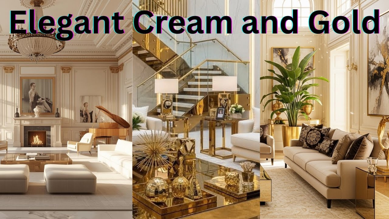 Elegant Cream Living Rooms with Gold Accents