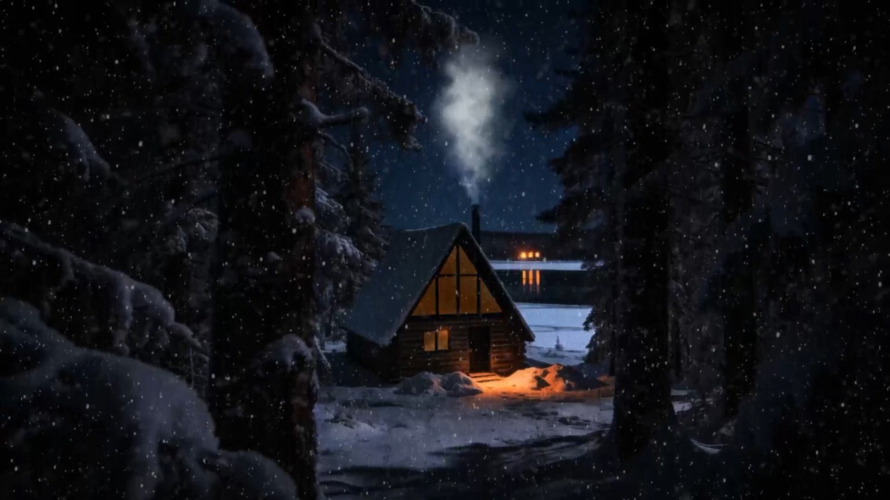 Calming Fireplace Sounds for Deep Relaxation ❄️ Cozy Snowy Lake Cabin with Soft Winter Wind