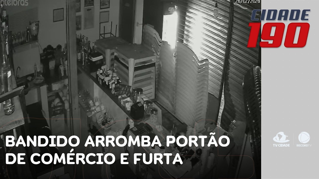 Bandido arromba portão de comércio e furta equipamentos, bebidas, cigarros e dinheiro | Cidade 190