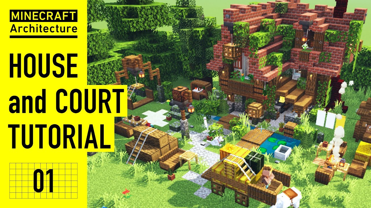 [Minecraft] A real architect's building base in Minecraft tutorial / House and court #1