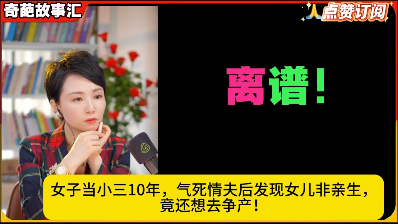 离谱！女子当小三10年，气死情夫后发现女儿非亲生，竟还想去争产！白律奇葩故事汇