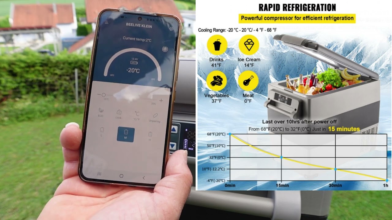Kühlbox Deluxe VEVOR Tragbare Kühlbox 55L Kühlboxen für Auto und Zuhause 220V