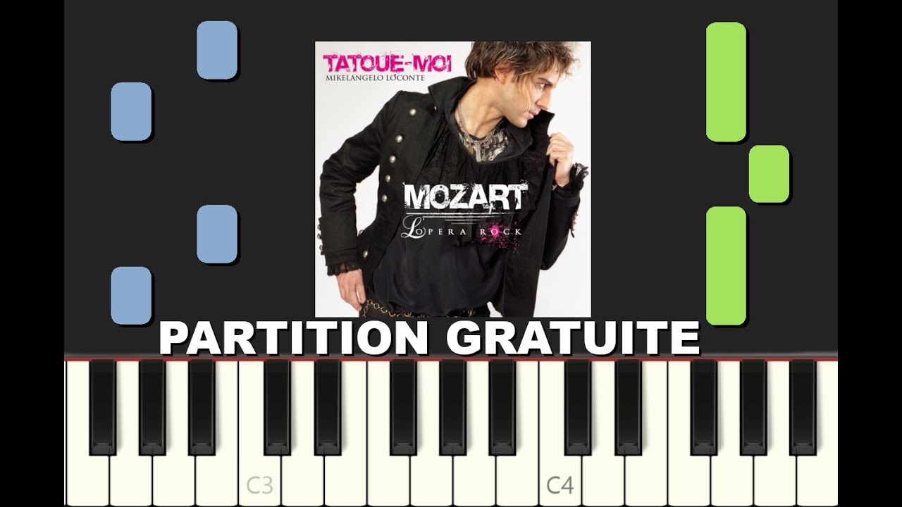 TATOUE MOI, Mozart l'opéra rock, Piano Tutorial avec Partition Gratuite PDF