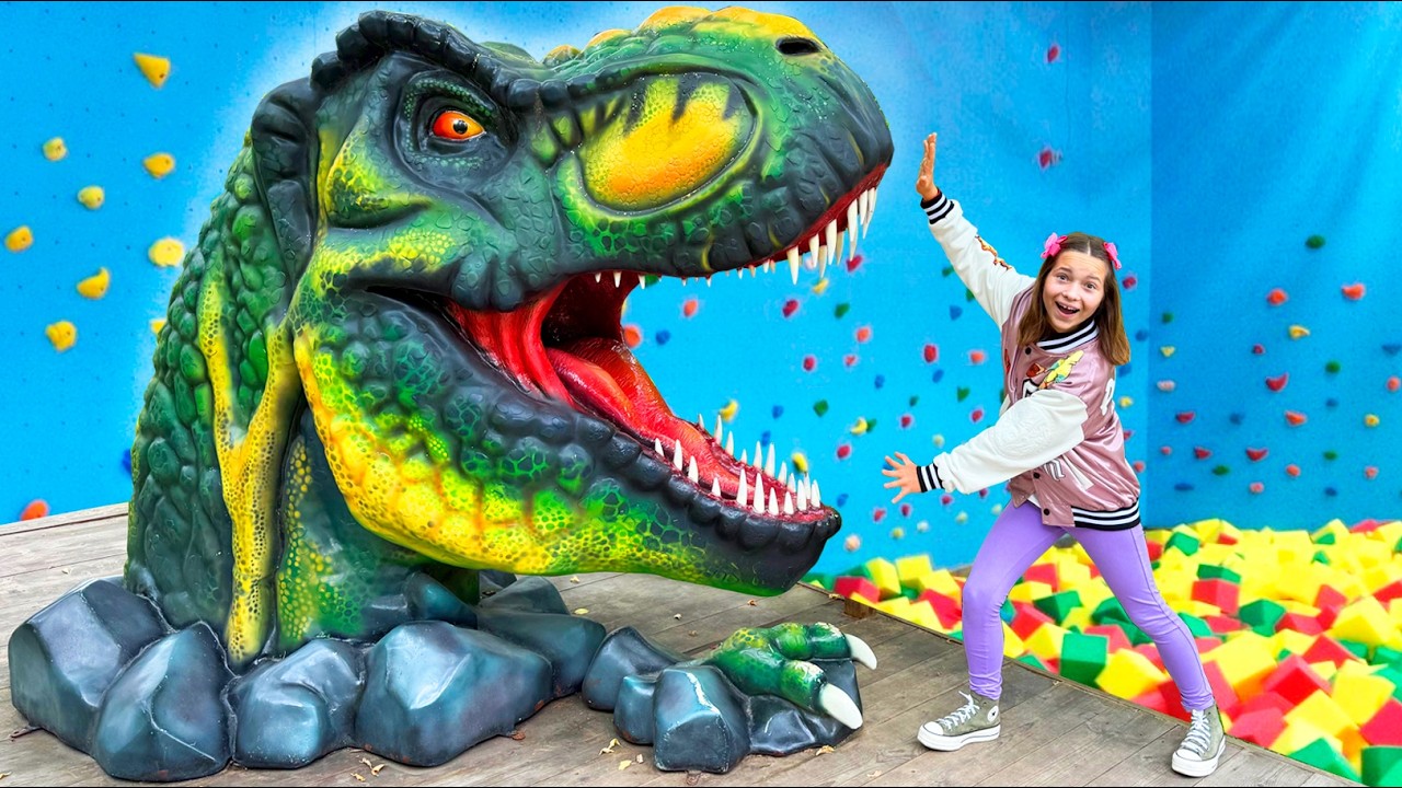 Dinosaurs in Real Life on kids Playground with Sofia and Max