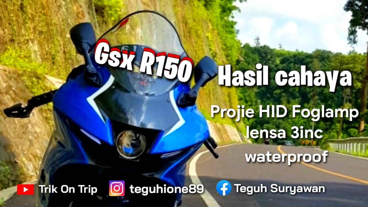cahaya lampu foglamp projie HID AES blue lens di gsx r150