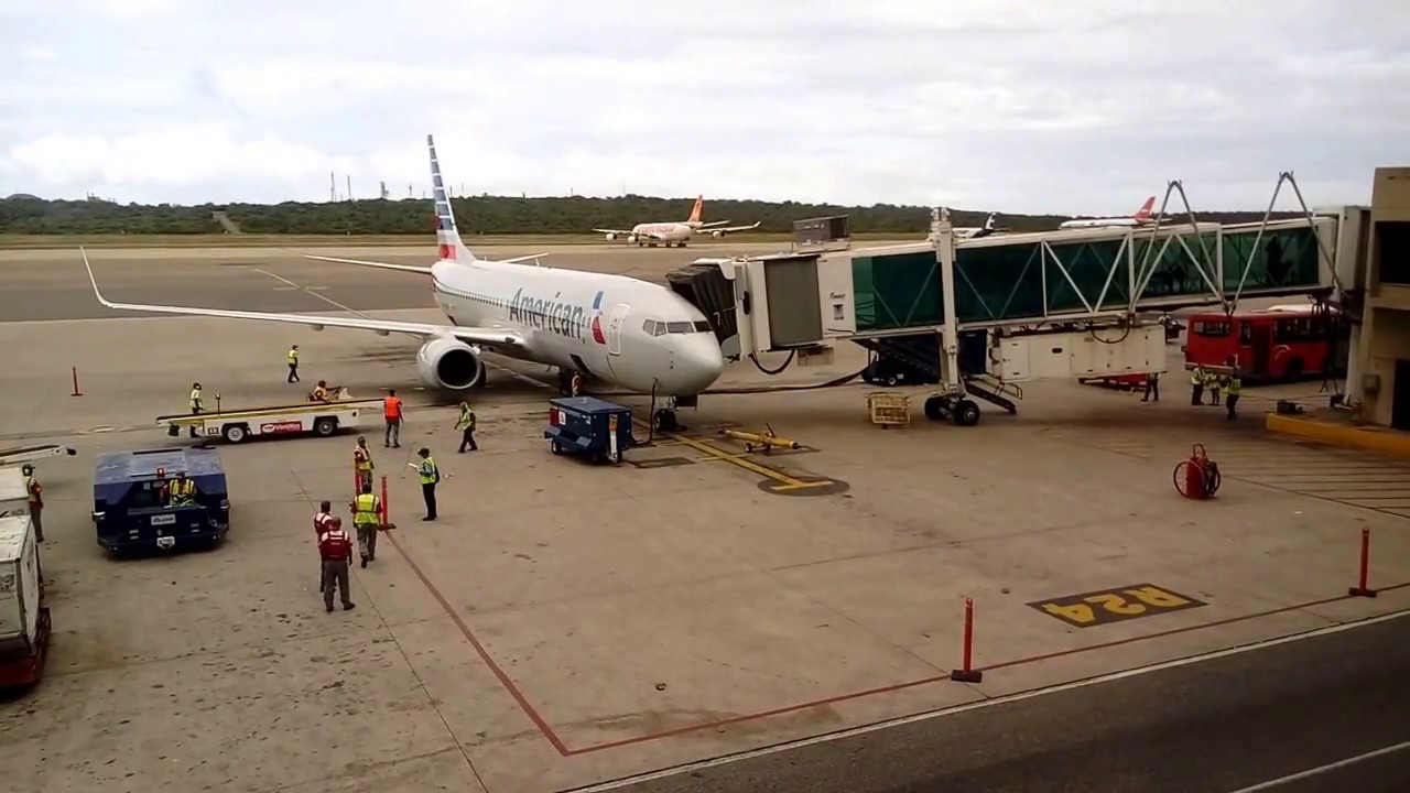 Caracas Airport Venezuela arrival of American Airlines flight from Miami