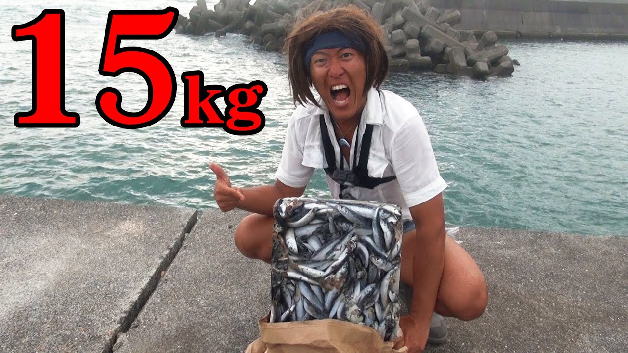 15kg分のイワシを撒いて釣りしてみた【ぶっこみ釣り】