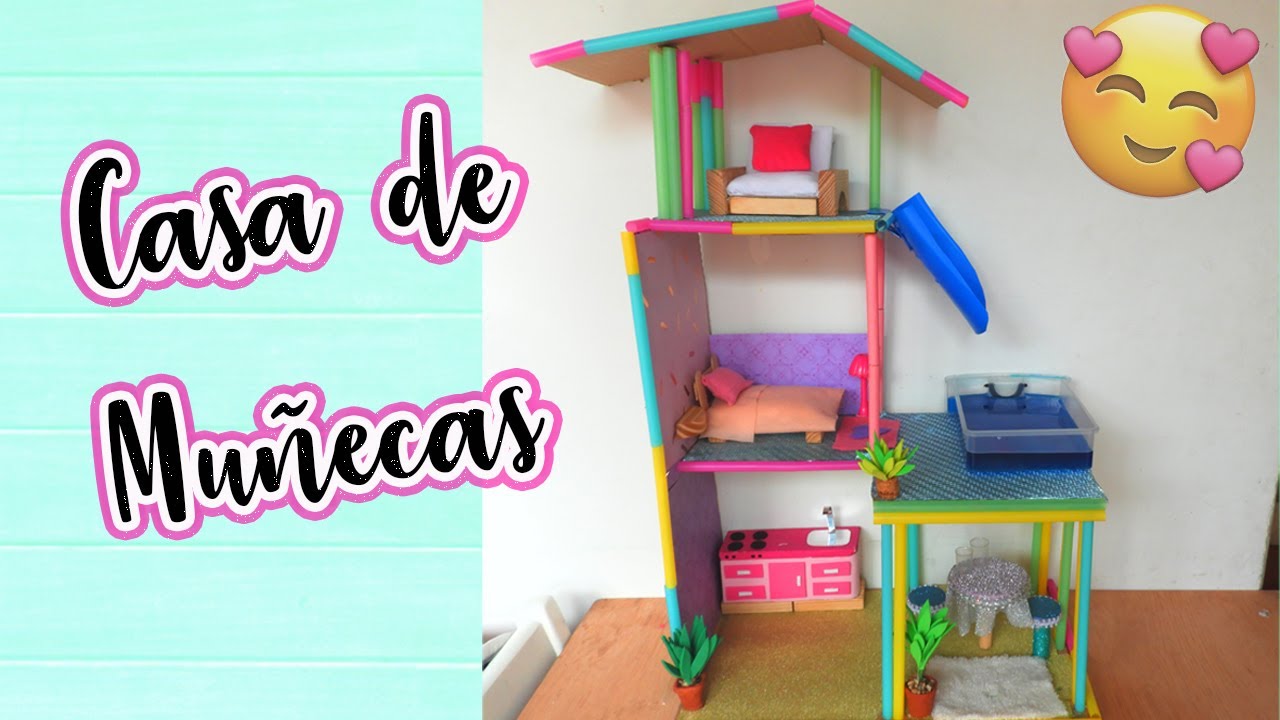 CASA DE MUÑECAS CON PISCINA 💦 Manualidades con reciclaje ♻️