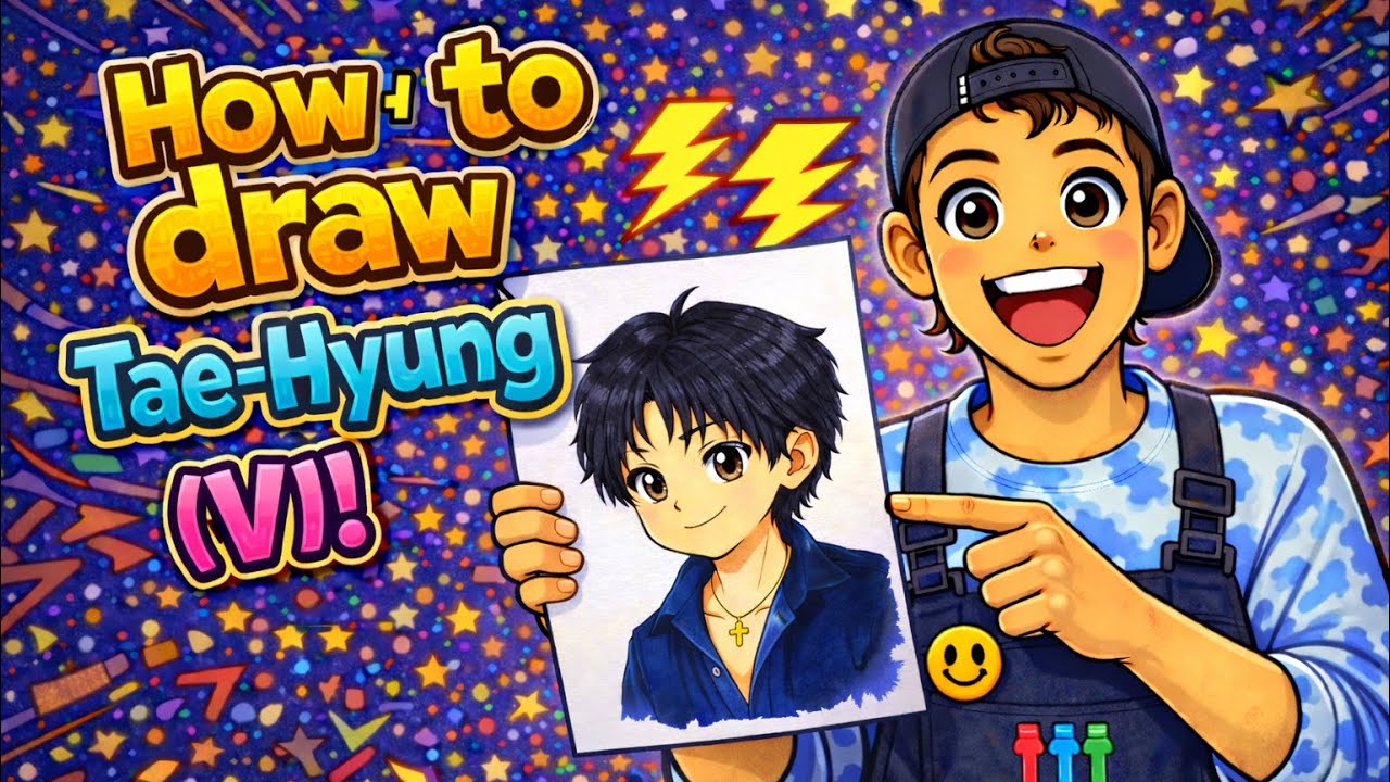 HOW TO DRAW TAE HYUNG (V FROM BTS!)