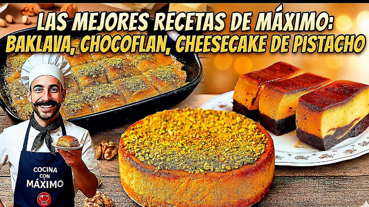 🍰 ¡3 Postres IMPRESIONANTES! Baklava, Chocoflan y Cheesecake de Pistacho 🥜
