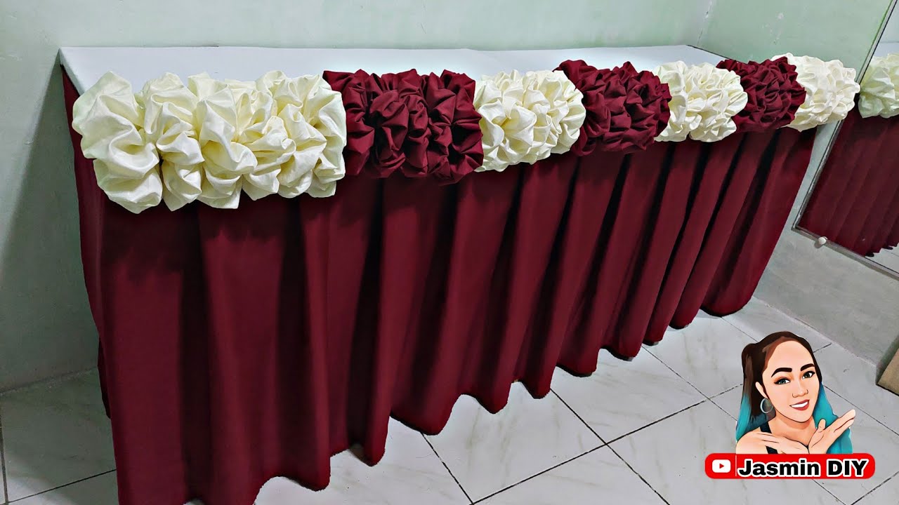 ALTERNATE COLOR ROSE FOLD ON TOP FULL VIDEO TUTORIAL TABLE SKIRTING