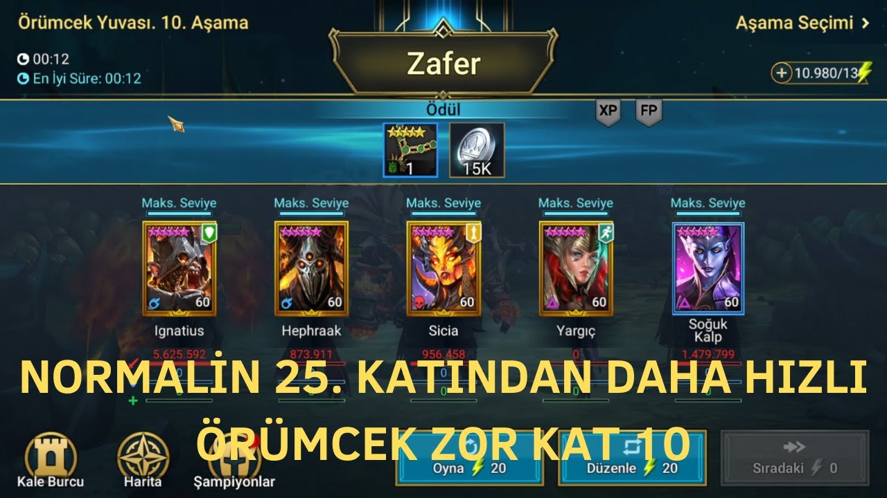 Zor Zindanlar Başlasın! 12 Saniyede Zor Örümcek Kat 10| Raid Shadow Legends Türkçe