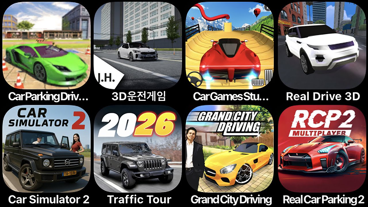 Car Parking Driving School, 3D Driving Class, Car Games Sttunts, Real Drive 3D, Car Simulator 2