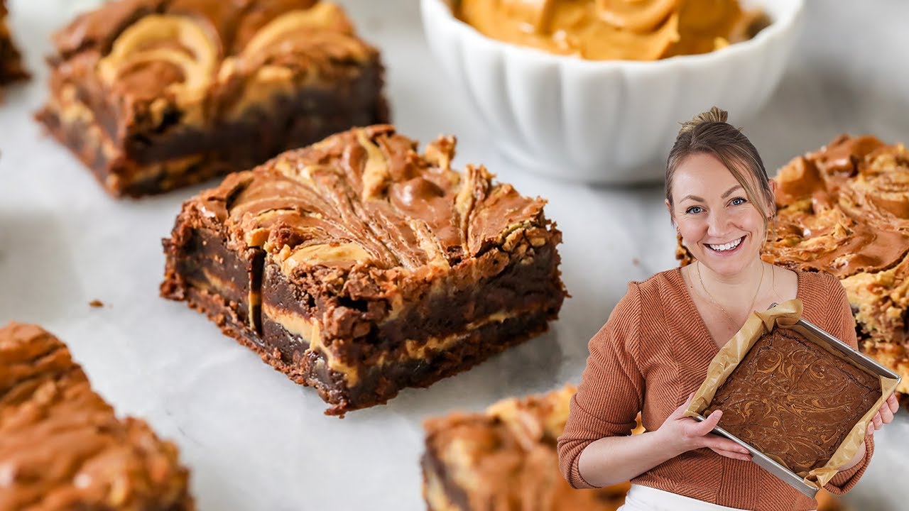 Fudgy Brownies Filled and Swirled with Creamy Peanut Butter