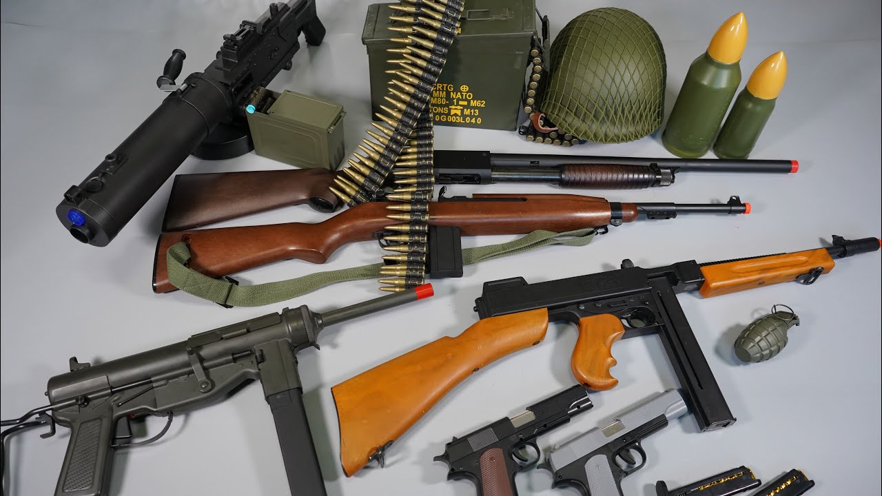 WW2 US ARMY Toy Gun - M1 Carbine - M3 Grease Gun - Airsoft Gun - Colt M1911 - TOY GUN collection