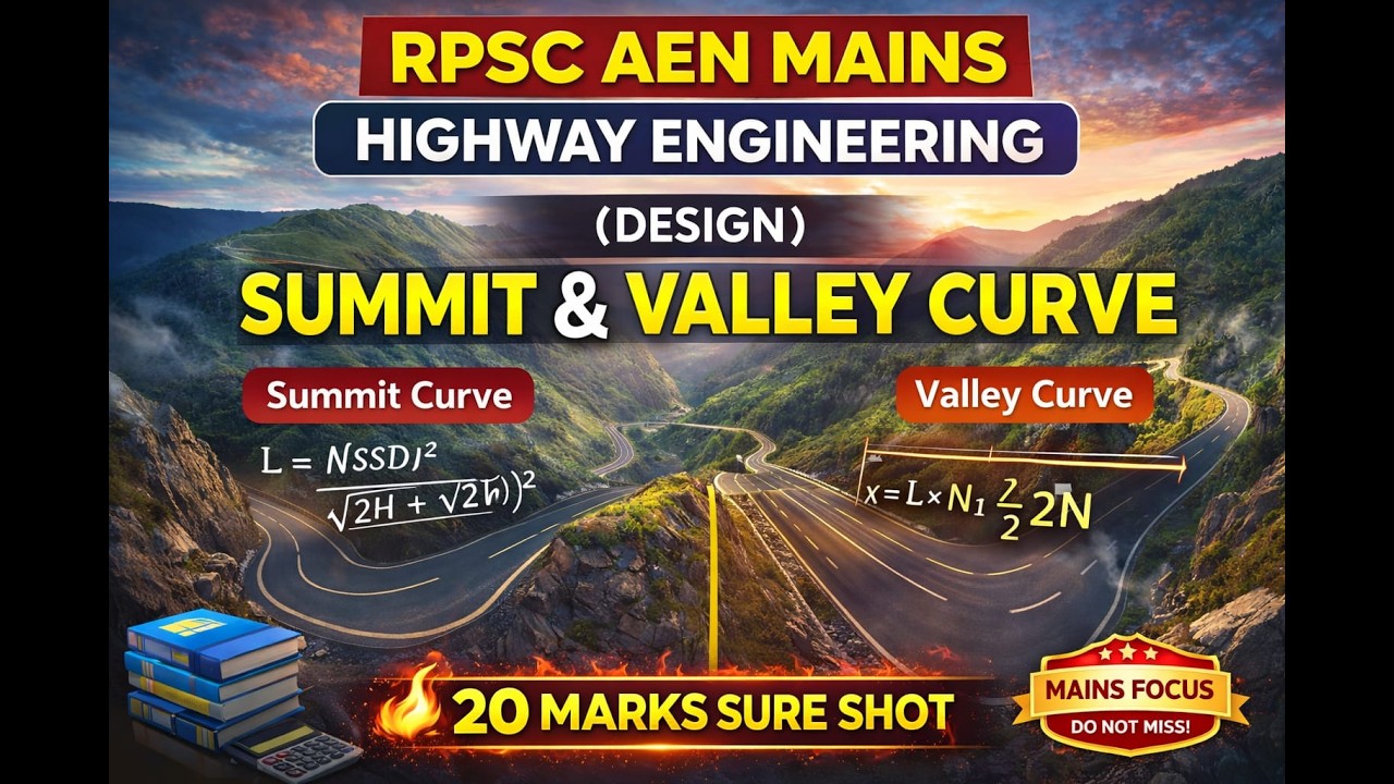 RPSC AEN MAINS | Highway Engineering | Summit & Valley Curve (Design) | 20 Marks Sure Shot 🔥