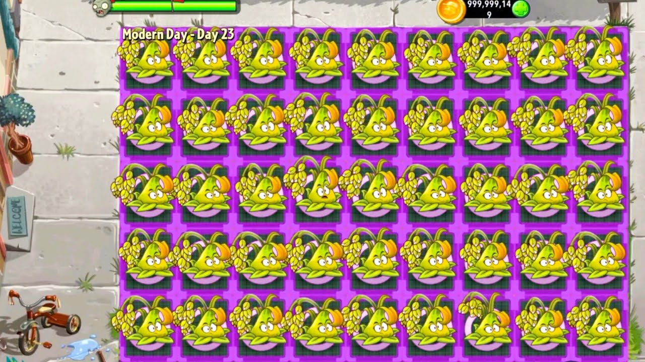 Plants Vs zombies 2 Max Level Stickybomb Rice Vs All Zombies Gameplay Challenge | Pvz 2 Modern Day 