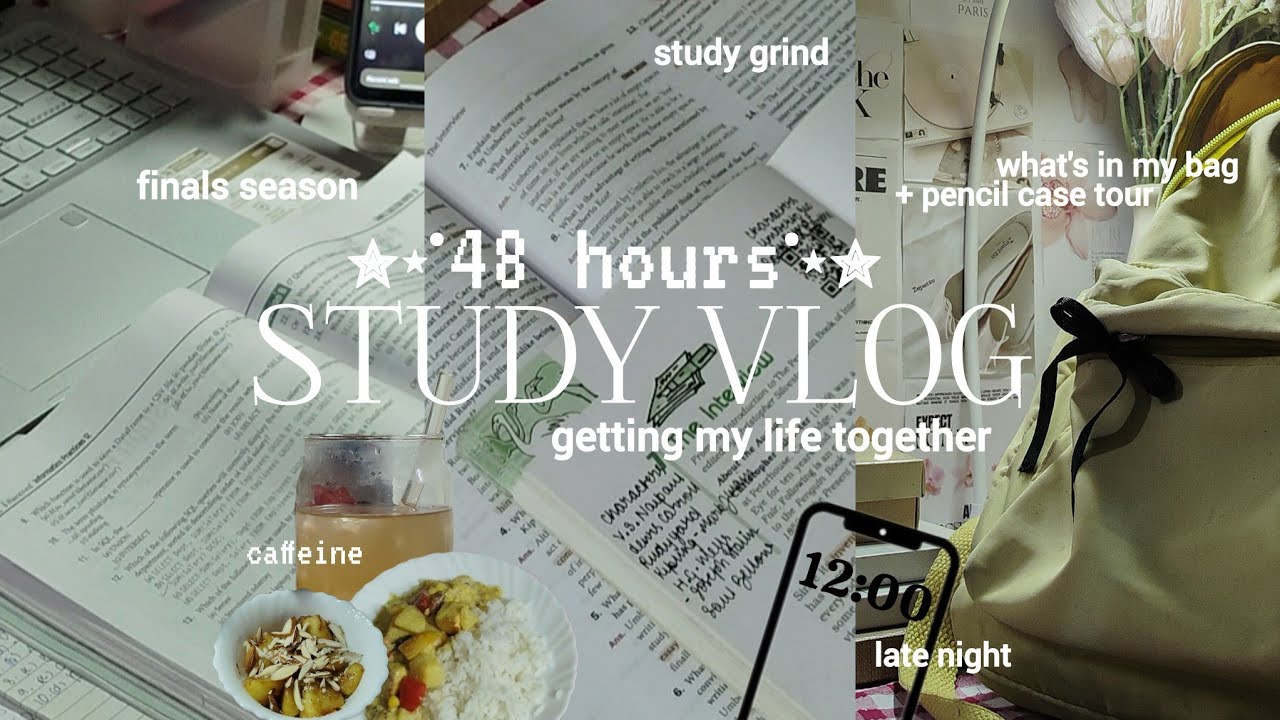 48hrs study vlog 💌 getting my life together,finals studying,study grind,what's in my bag,pencil case