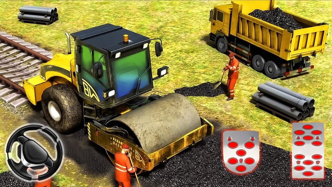 Train Station Construction Railway - Driving Excavator Simulator | Android Gameplay