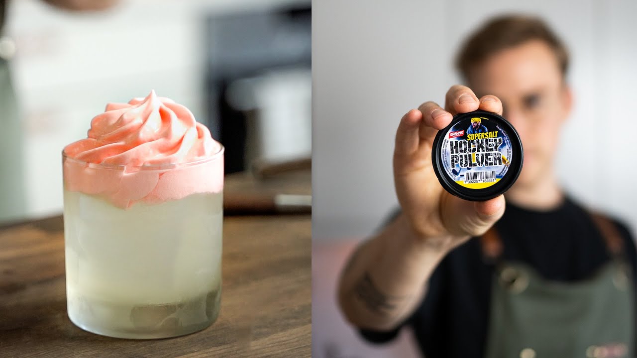 Blandar en drink med Hallon & Lakrits (Hockeypulver)