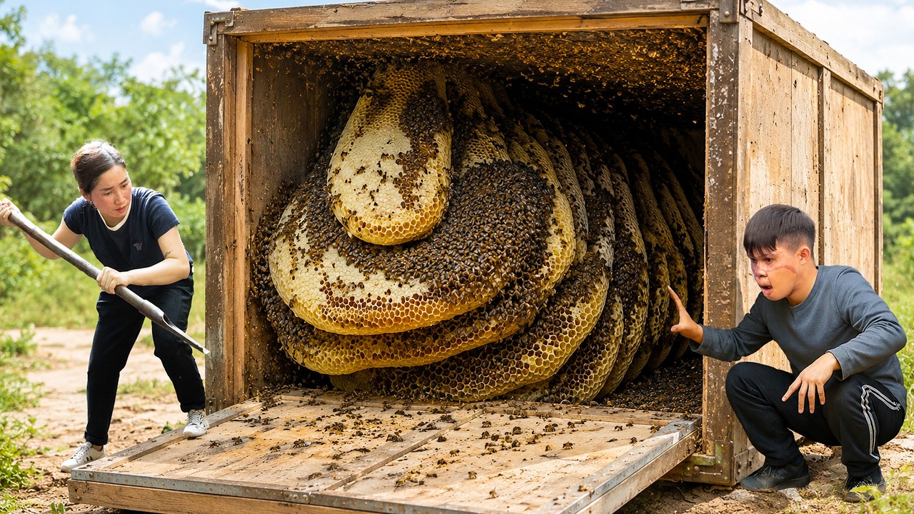 Brave Woman Risks Danger Harvesting Giant Honeycombs&mdash;Traditional Raw Honey Sells Out at Rural Market