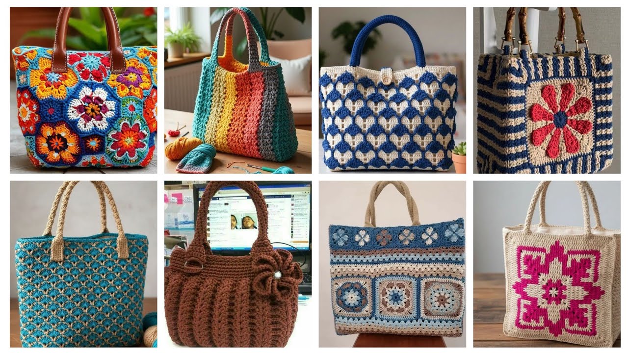 #1 unique stylish crochet hand bags designs/latest attractive crochet purse designs
