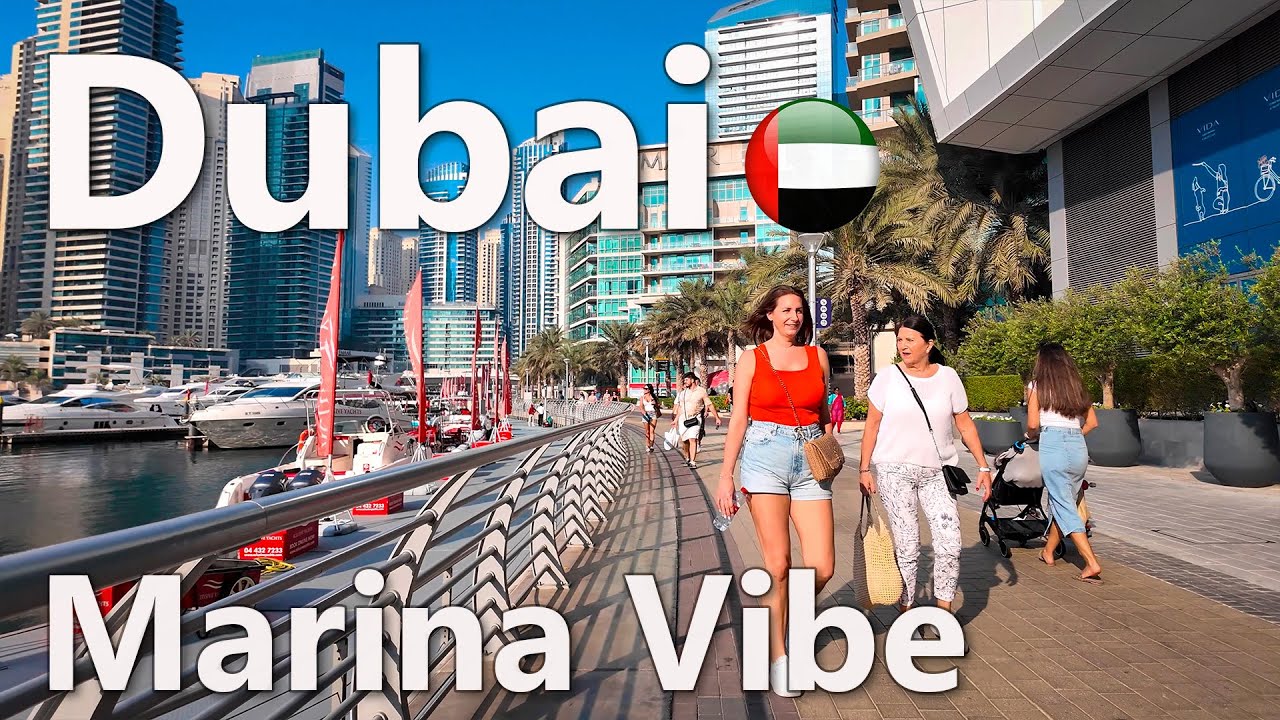 Daytime Walk along Dubai Marina | Dubai Promenade, Yachts and Incredible Views! 4K🇦🇪