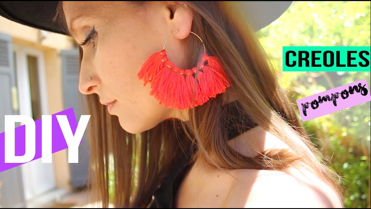DIY┋BOUCLES D'OREILLES POMPONS #summerchallenge - DIY FRANCAIS tassel fringe hoop earrings