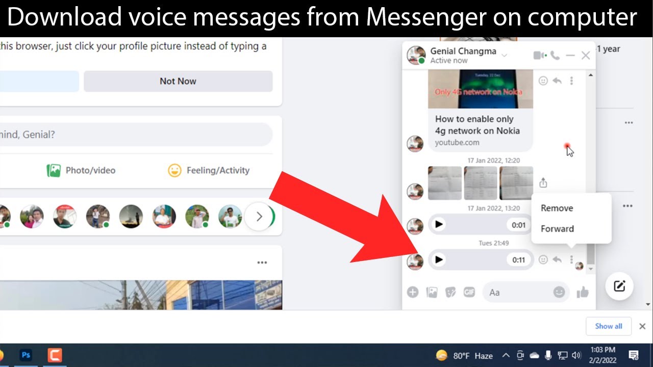 How to download voice message from messenger on PC