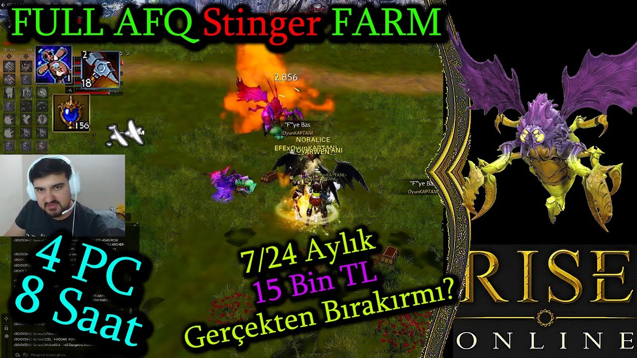 Rise Online 4 PC Stinger FARM & Aylık 15 BİN TL ?? & Oyun KAPTANI