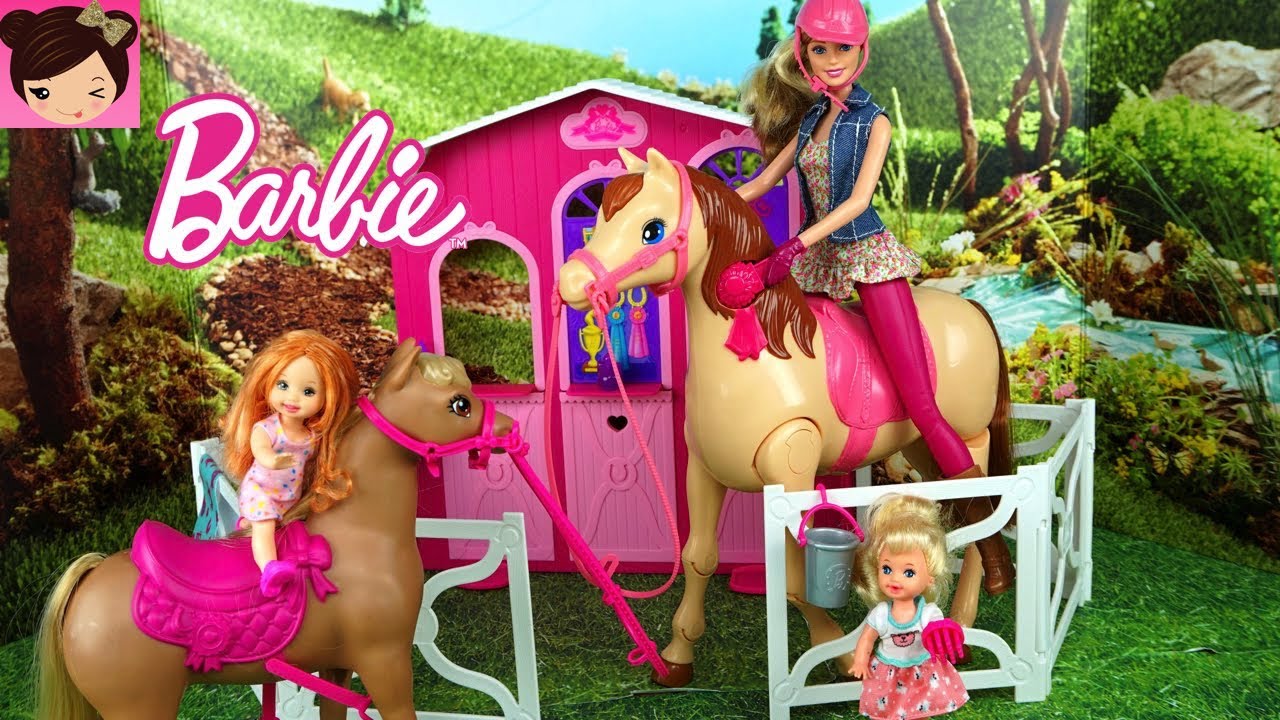 Barbie Morning Routine in Horse Stable  with Toddler Elsa and Anna Kids