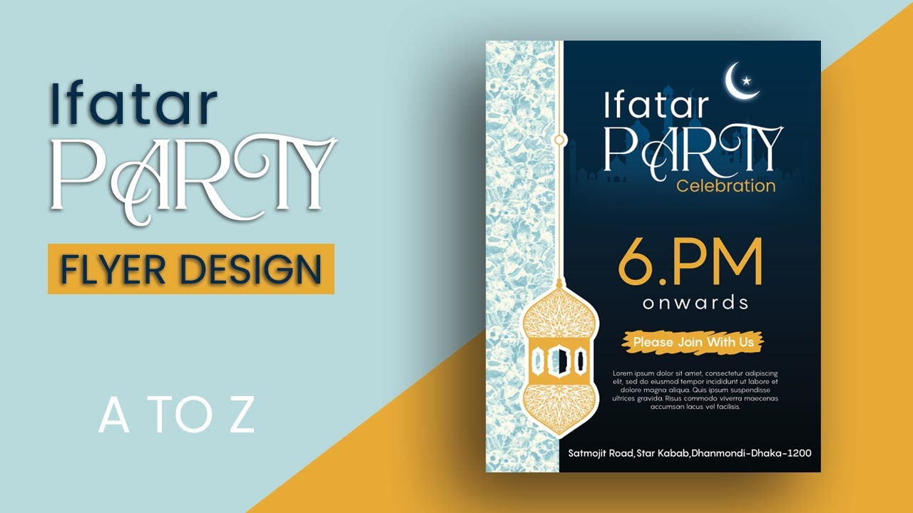 Iftar Party Flyer Design In Photoshop cc | Ramadan Iftar party poster design photoshop