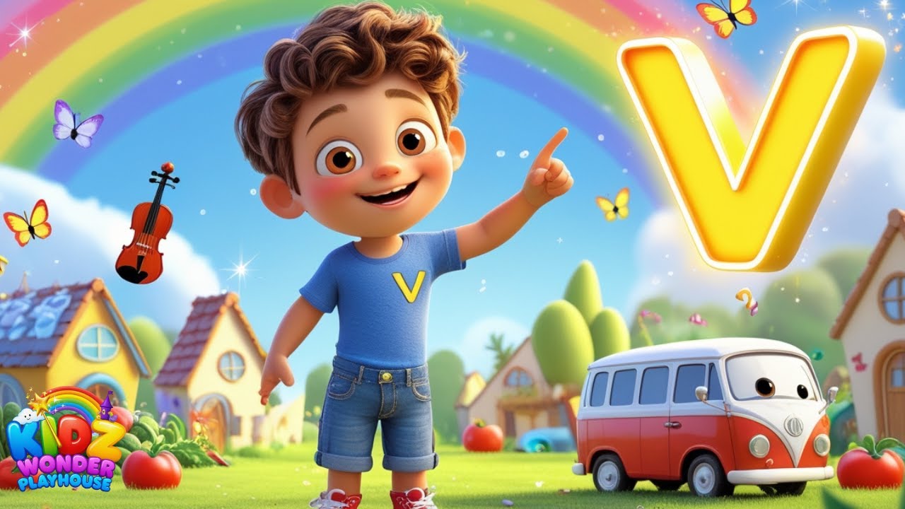 Песня на букву V для детей | Скрипка, вулкан, фургон и многое другое | Веселое изучение алфавита!