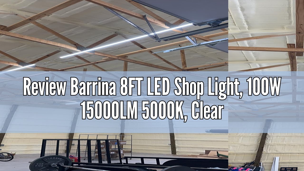 Review Barrina 8FT LED Shop Light, 100W 15000LM 5000K, Clear Cover Linkable LED Tube Lights, V Shape