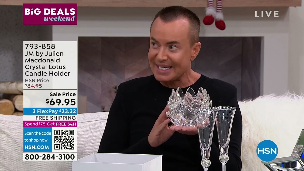 JM by Julien Macdonald Crystal Glass Lotus Candle Holder
