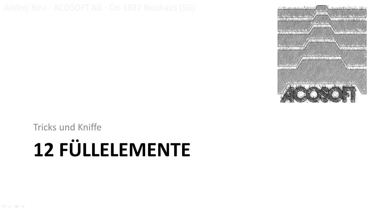 Tricks und Kniffe - 12 F&uuml;llelemente