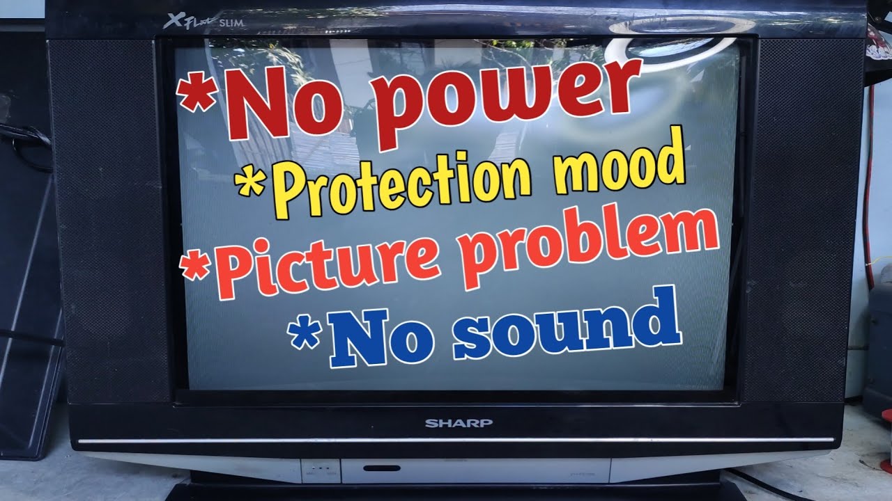 Sharp X Flat crt no power, protection mood, picture problem and no sound. Tutorial repair.