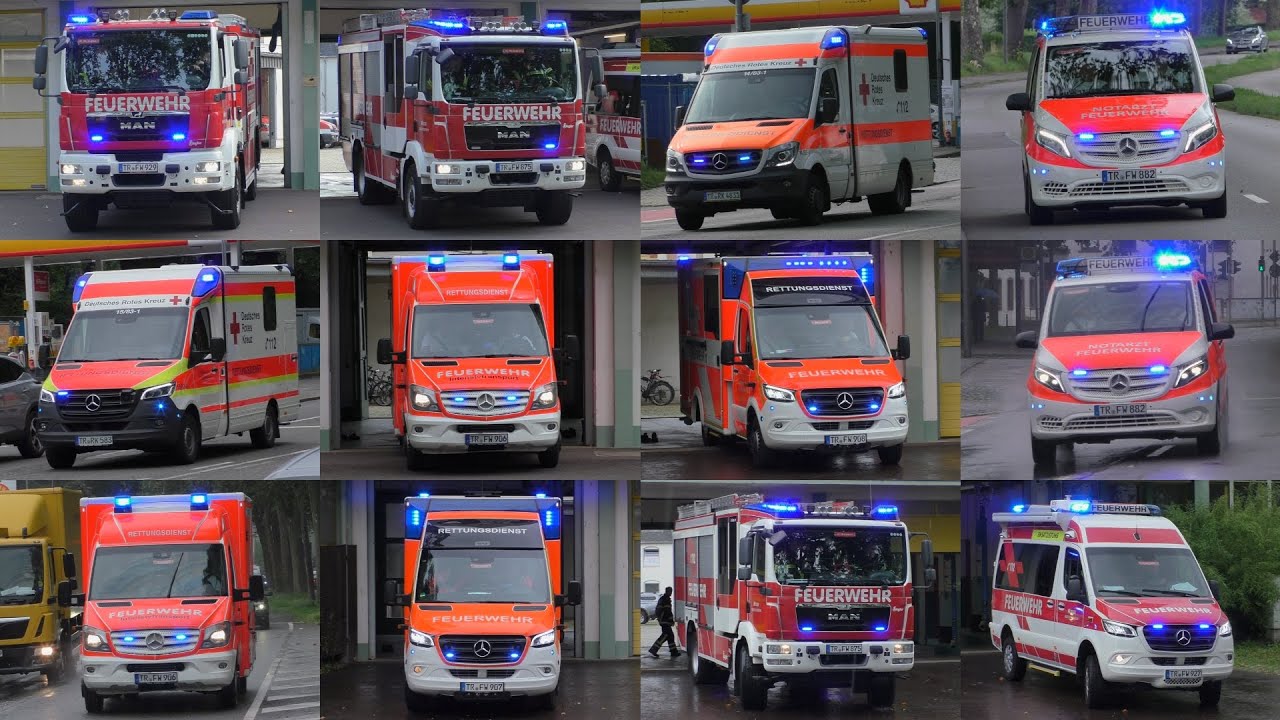 Feuerwehr & Rettungsdienst Trier Feuerwache 1 & DRK auf verschiedene Einsatzfahrten