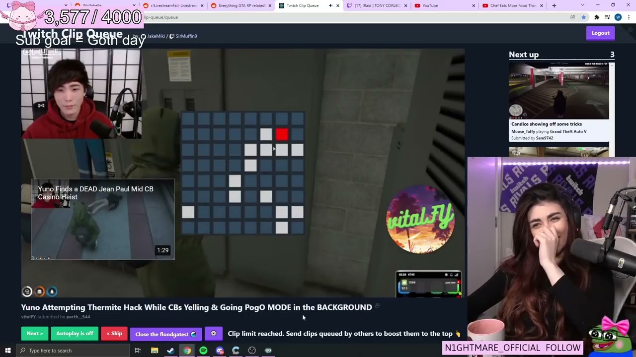 Wolfabelle reacts to Yuno doing THERMITE while CB yells in the background   Nopixel